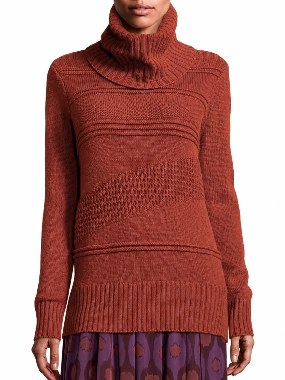 Diane von Furstenberg Talassa Wool Cashmere Turtleneck Sweater M Rust